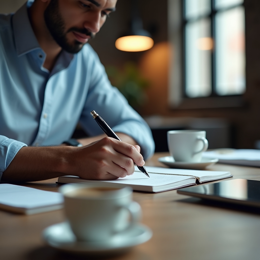 Persona tomando notas a mano durante una sesión de formación